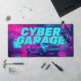 Tapis de bureau Cyberpunk Garage Rétro Voiture Néo