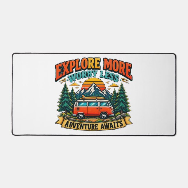 Tapis de bureau de camping aventure rétro (Recto)