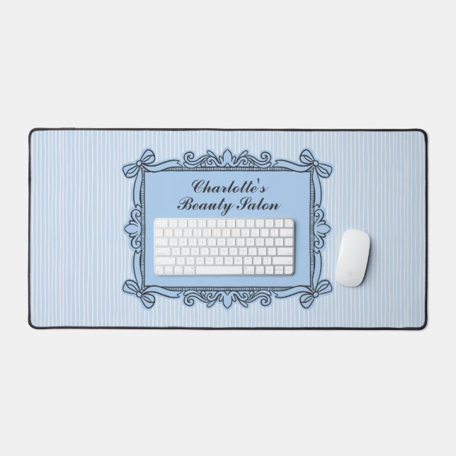 Tapis de bureau de salon à cadre orné bleu pâle (Clavier et souris)