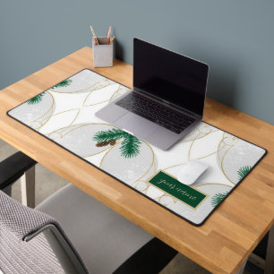Tapis de bureau de vacances élégant en or et eucal