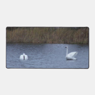 Tapis de bureau des cygnes blancs
