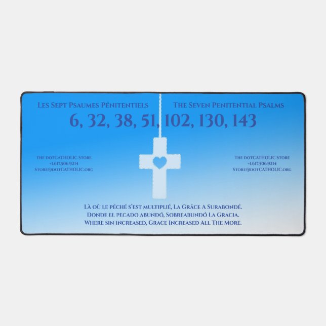 Tapis de bureau dotCATHOLIC™ Bleu 32x16 Style n° 2 (Recto)
