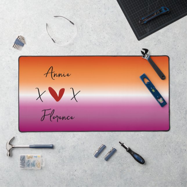 Tapis de bureau Drapeau Lesbien Coucher de Soleil  (Poste de travail)
