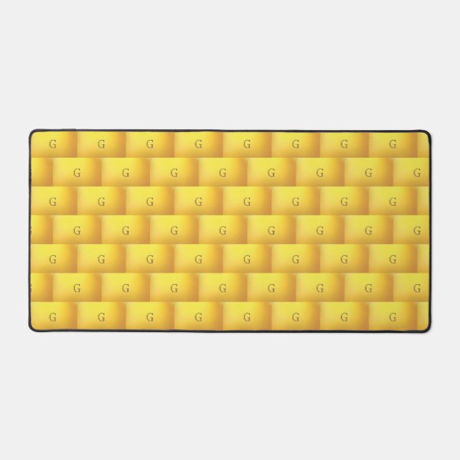 Tapis de bureau élégant à motif monogramme or (Recto)