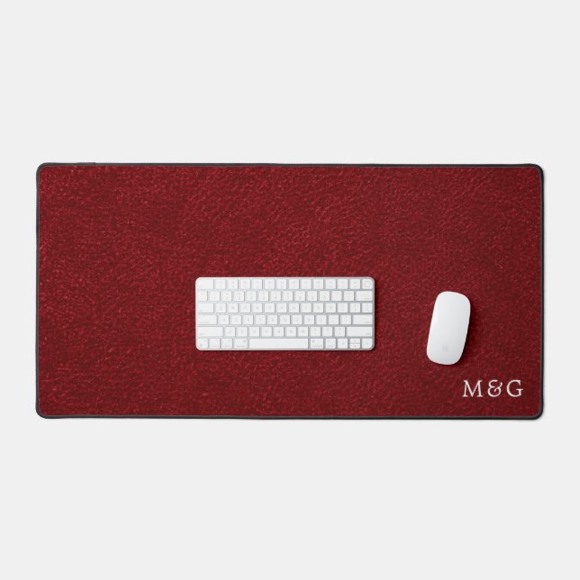 Tapis de bureau élégant en velours rouge avec mono (Clavier et souris)