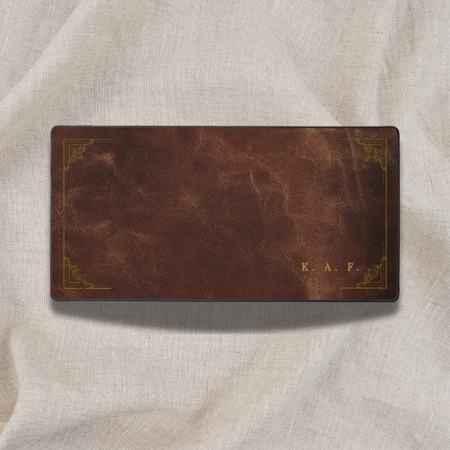 Tapis de bureau en cuir marron foncé de style acad (Créateur téléchargé)