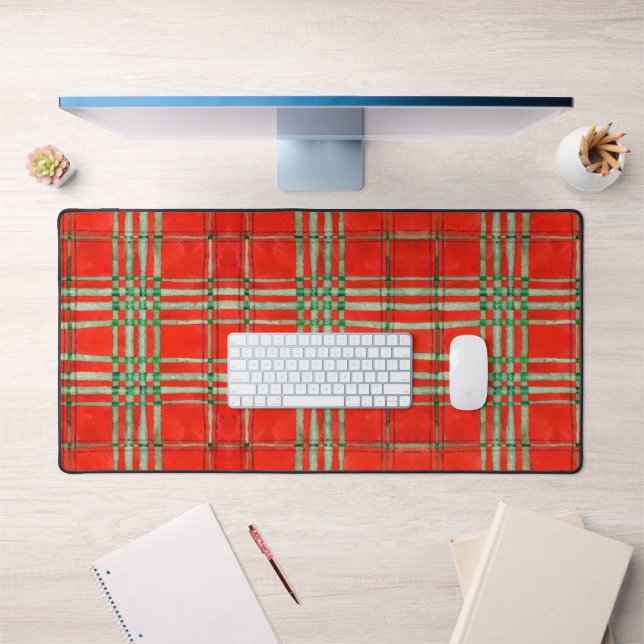 TAPIS DE BUREAU EN TARTAN ROUGE SCOTT (Bureau 1)