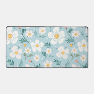 Tapis de bureau floral bleu pastel