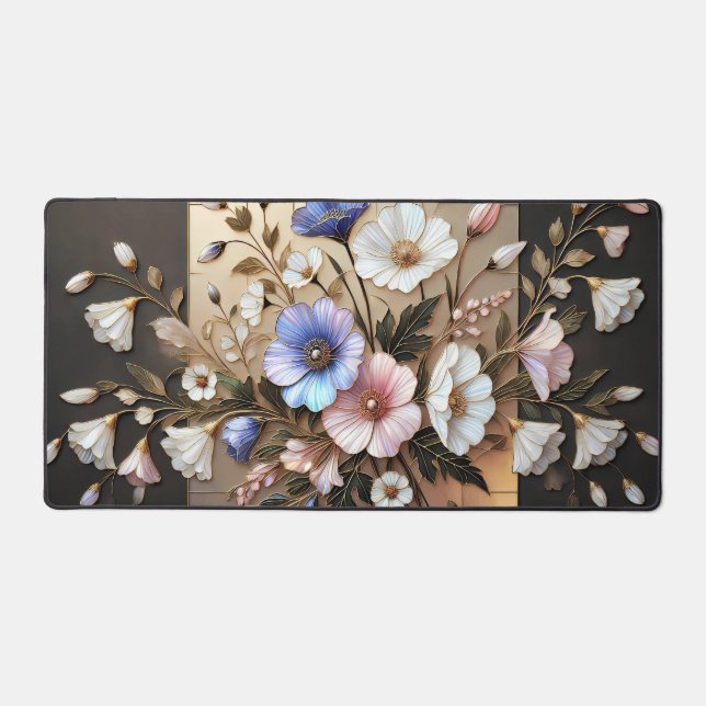 Tapis de bureau floral élégant Sous-main botanique (Recto)