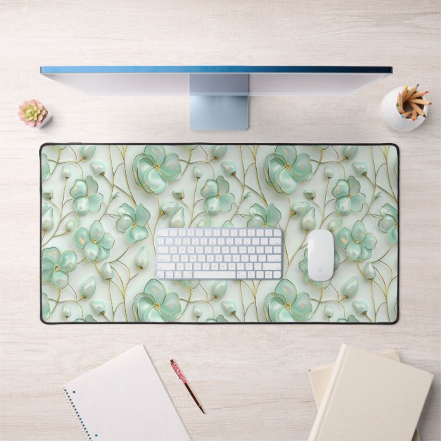 Tapis de bureau floral vert (Bureau 1)