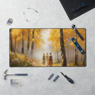 Tapis de bureau forêt dorée romantique
