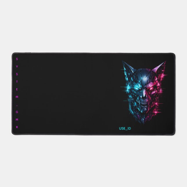 Tapis de bureau Gaming Crâne Cybernétique Glitch S (Recto)