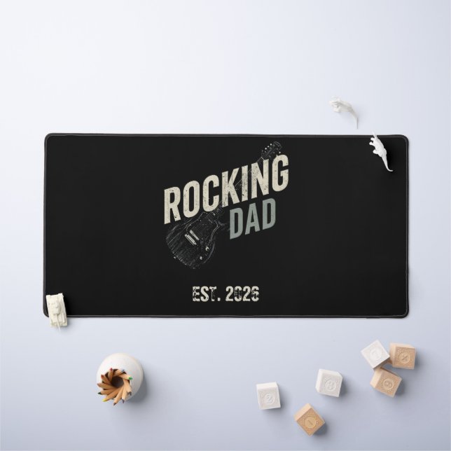 Tapis de bureau géant Guitare Vintage Rocking Dad (Tableau pour enfants)