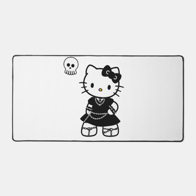 Tapis de bureau Gothique Kawaii Kitty – Esthétique (Recto)
