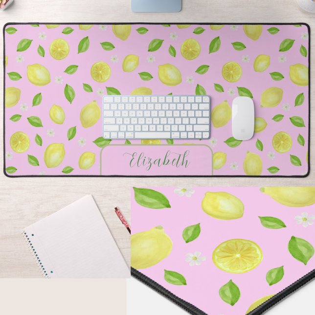 Tapis de bureau grand format aquarelle citrons mig (Créateur téléchargé)