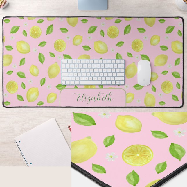 Tapis de bureau grand format aquarelle citrons mig (Créateur téléchargé)