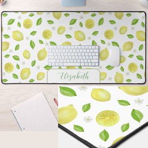 Tapis de bureau grand format avec citrons aquarell