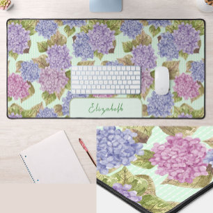 Tapis de bureau grand format floral aquarelle vert