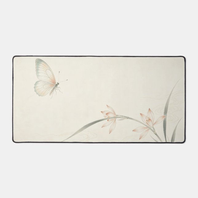 Tapis de bureau grand format Gongbi Orchidée Papil (Recto)
