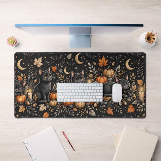 Tapis de bureau Halloween pour chats noirs mignons