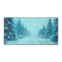 Tapis de bureau Hiver enneigé sur pins