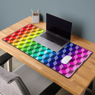 Tapis de bureau - Illusion de blocs arc-en-ciel