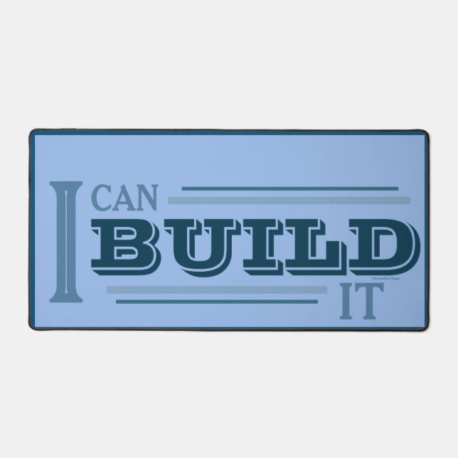 Tapis de bureau « Je peux le construire » (bleu) (Recto)