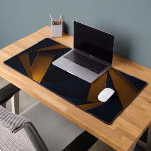 Tapis de bureau labyrinthe bleu doré