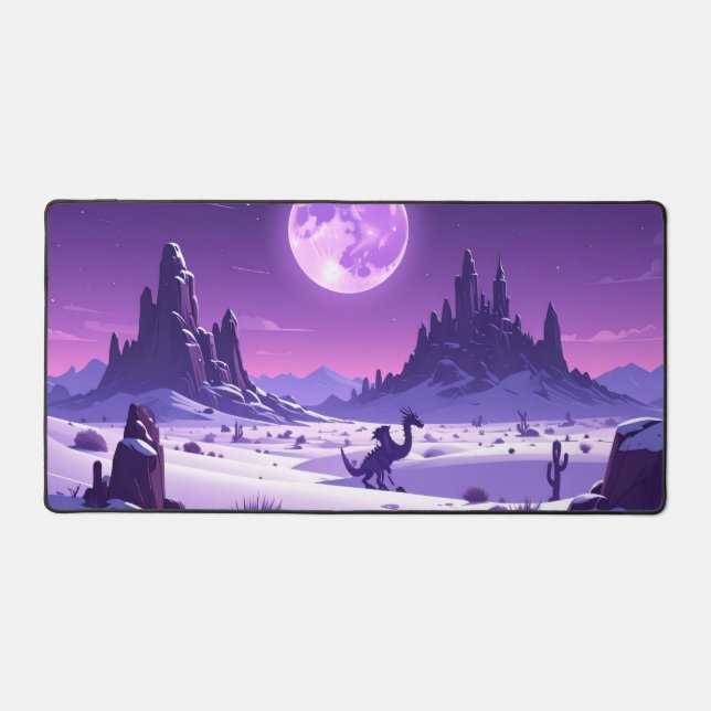 Tapis de bureau Lunar Wyrm – Dragon Violet sous la (Recto)