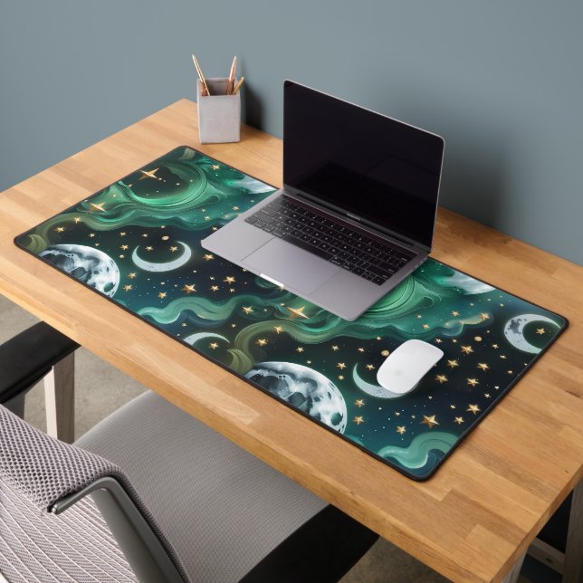 Tapis de bureau - Lune céleste vert émeraude (Bureau 2)