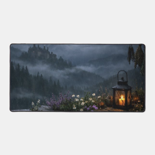 Tapis de bureau Lune Lanterne Sorcière (Recto)