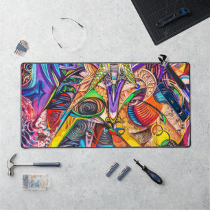 Tapis de bureau maximaliste graffiti néon urbain