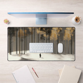 Tapis de bureau minimaliste forêt d'hiver