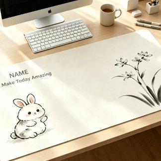Tapis de bureau minimaliste personnalisé avec nom