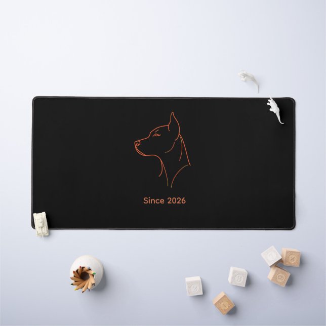 Tapis de bureau minimaliste personnalisé Doberman (Tableau pour enfants)