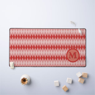 Tapis de bureau - Motif Argyle rouge avec monogram