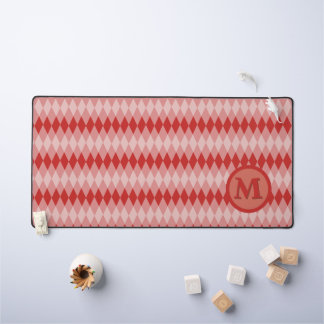 Tapis de bureau - Motif Argyle rouge avec monogram