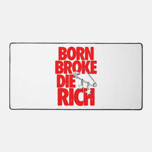 Tapis de bureau motivationnel Né Pauvre Meurt Rich (Recto)