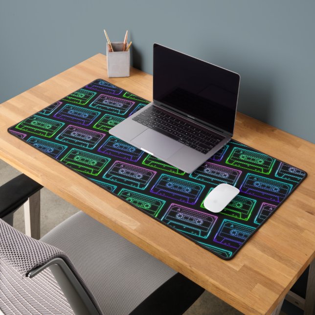 Tapis de bureau Neon Cassette – Vert Bleu (Bureau 2)