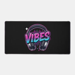 Tapis de bureau Neon Vibes Music Headphones Cyberp