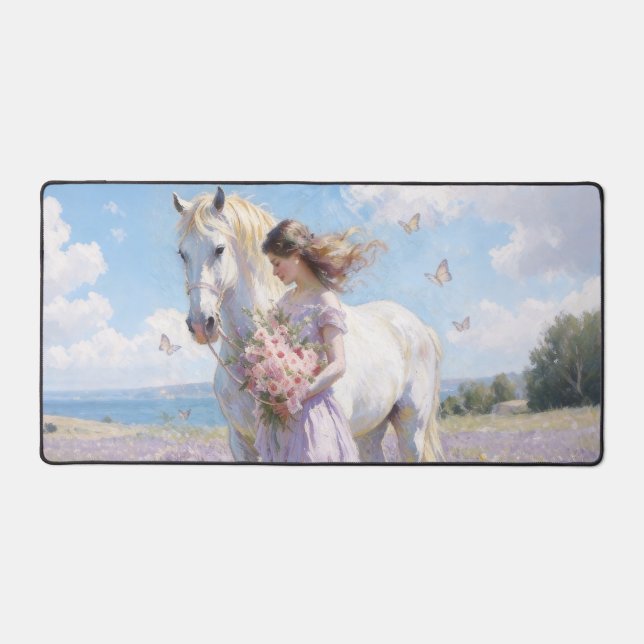 Tapis de bureau peinture à l'huile Cheval Blanc et (Recto)