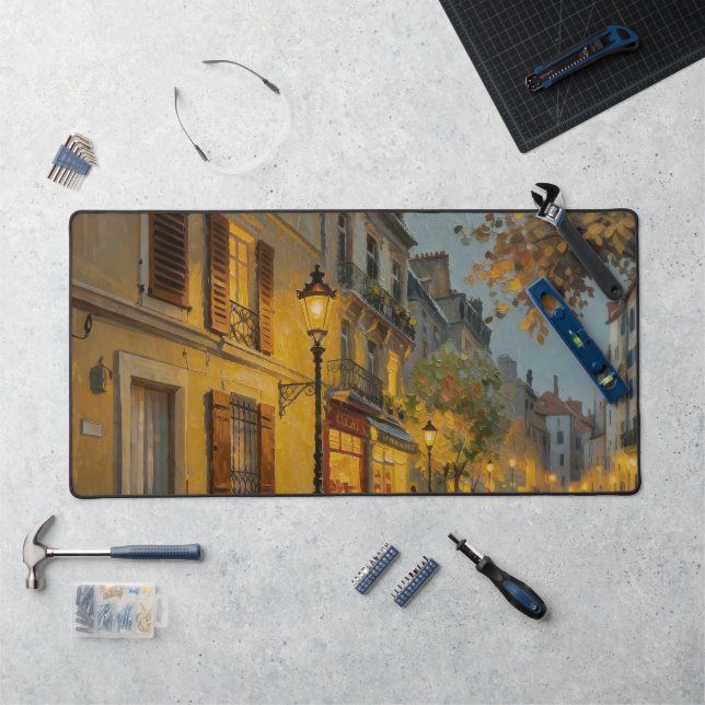 Tapis de bureau peinture à l'huile rue de Paris (Poste de travail)