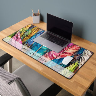 Tapis de bureau personnalisé à l'aquarelle Boho Fe