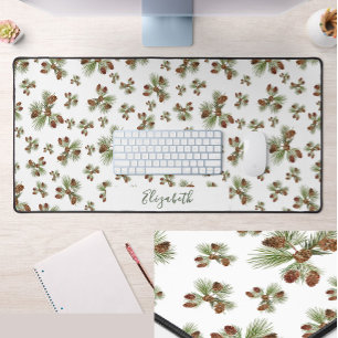 Tapis de bureau personnalisé avec cônes de pin d'h