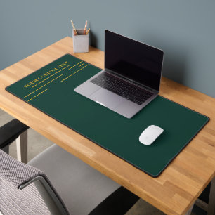 Tapis de bureau personnalisé géométrique or vert é