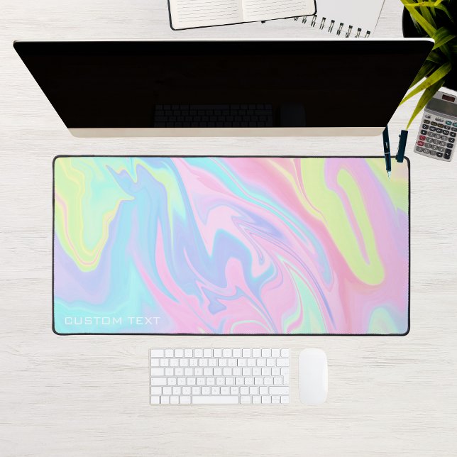 Tapis de bureau personnalisé large et iridescent a (Rainbow Iridescent Large Extended Custom Desk Mat
)