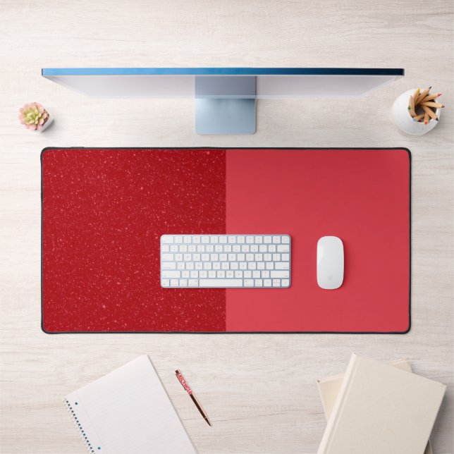 Tapis de bureau personnalisé rouge tomate divisé – (Bureau 1)