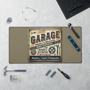 Tapis de bureau personnalisé vintage pour garage