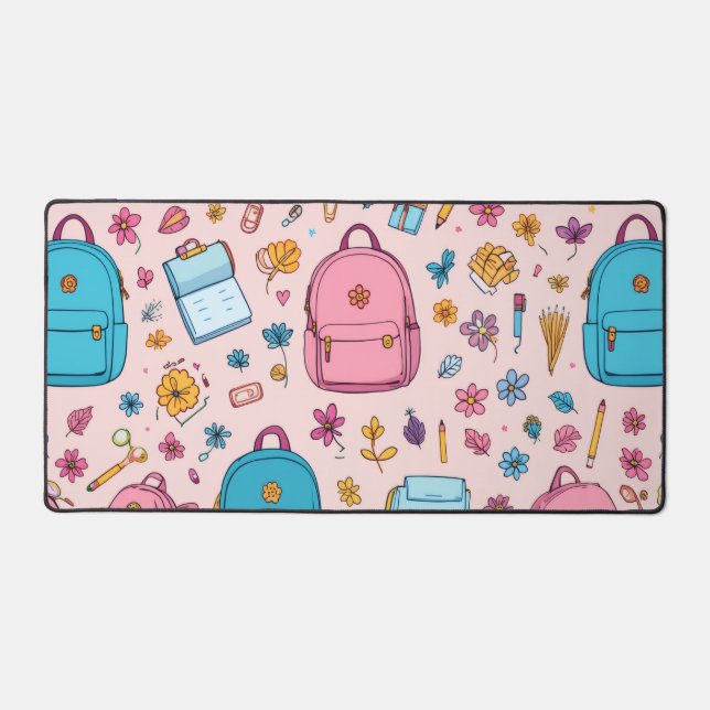 Tapis de bureau pour enseignante rose, Tapis de bu (Recto)