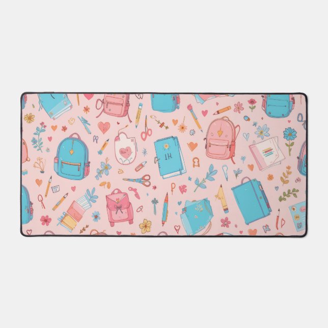 Tapis de bureau pour enseignante rose, Tapis de bu (Recto)